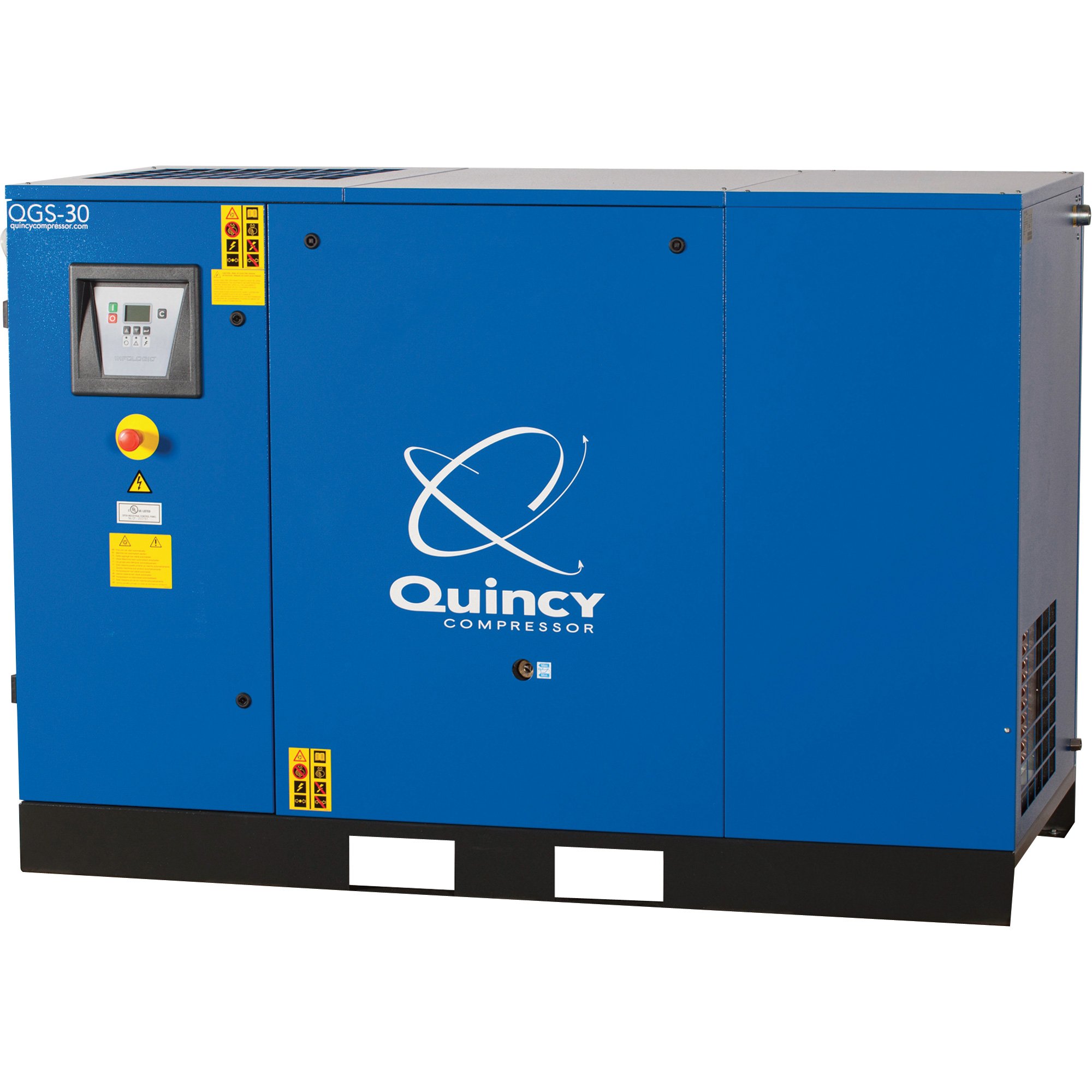 FREE SHIPPING — Quincy QGS Rotary Screw Air Compressor — 15 HP, 208-230/460 Volt, 3 Phase, 52 CFM, Base Mount, No Tank, Model# 4152008413